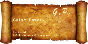 Geisz Patrik névjegykártya
